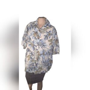 Koa Road White Blue Floral Print Shirt